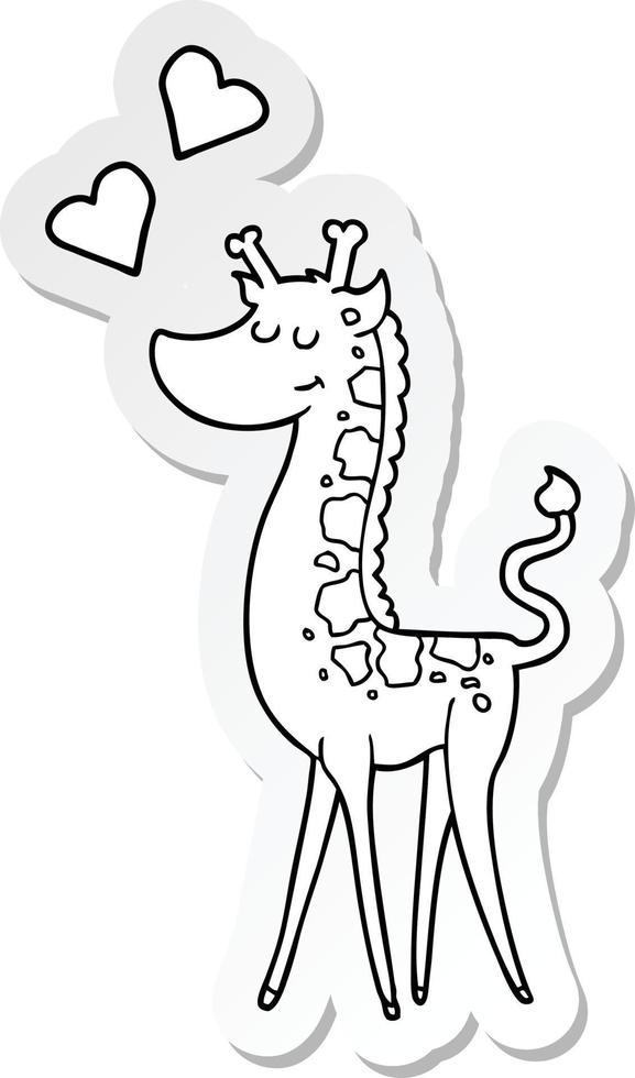 sticker of a cartoon giraffe with love heart vector