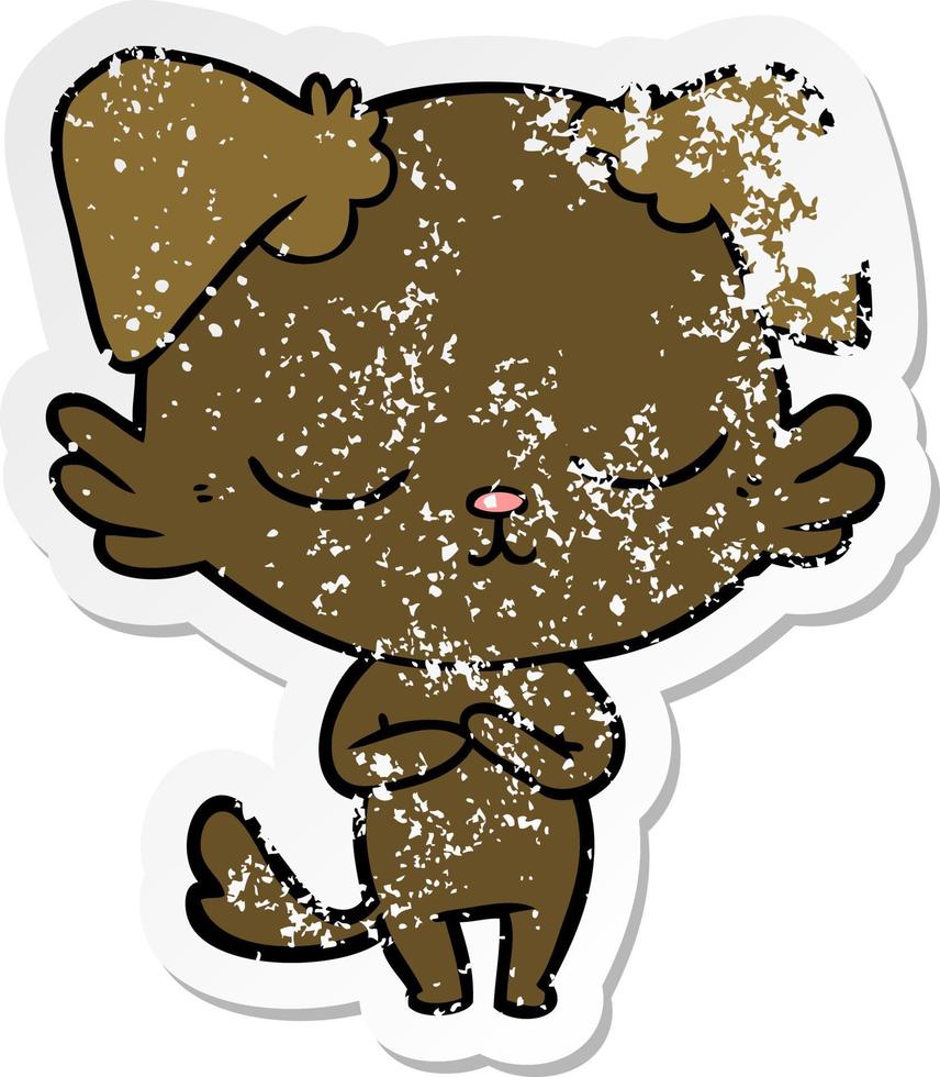 distressed sticker of a cute cartoon dog vector