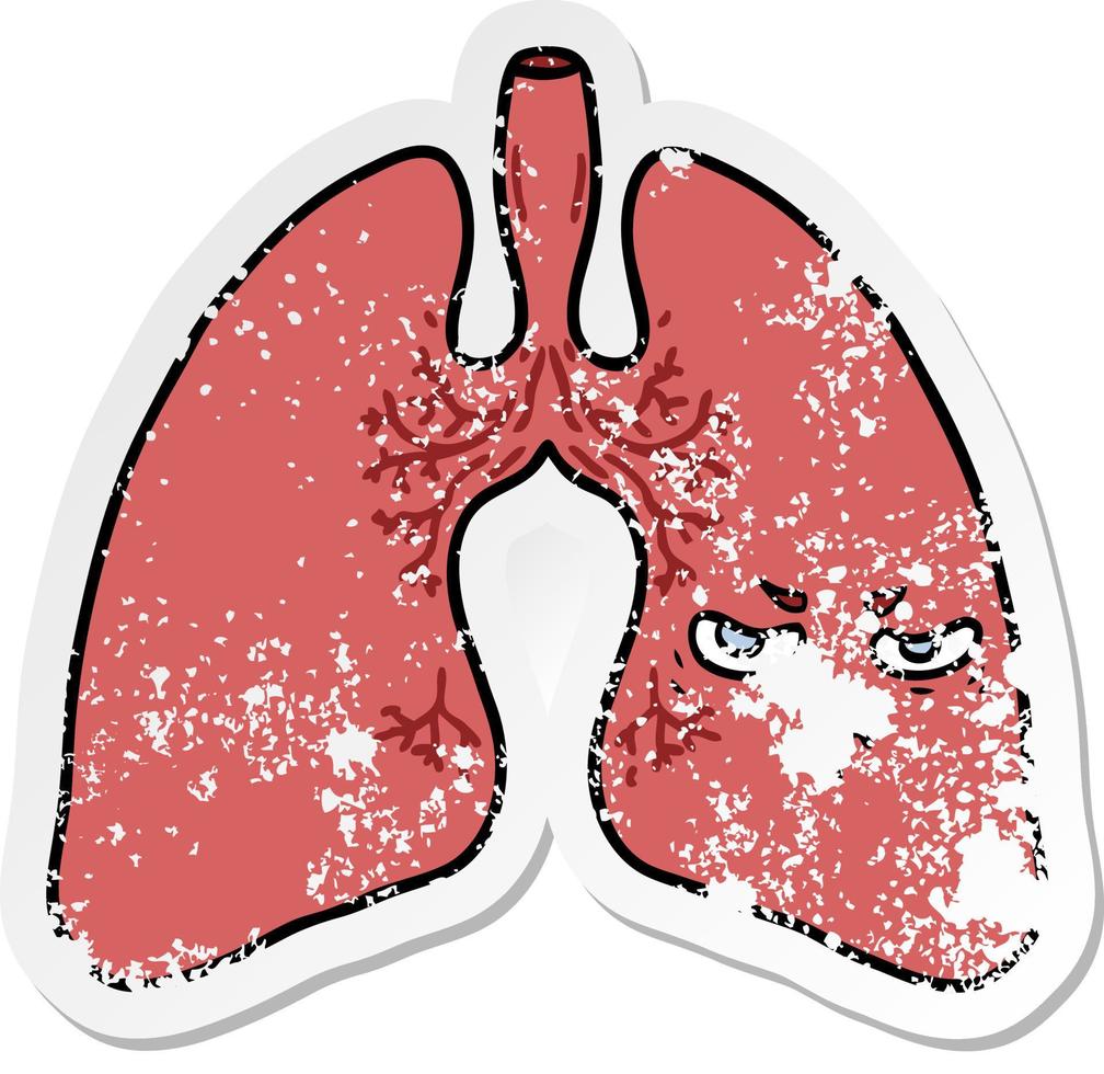 distressed sticker of a cartoon lungs vector