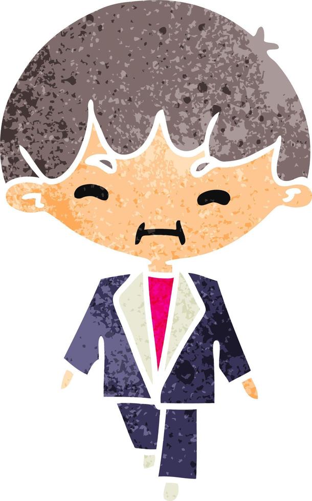 retro cartoon kawaii cute businessman in suit vector