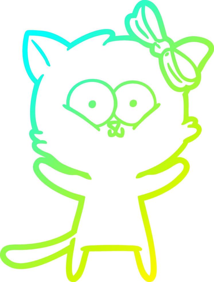 cold gradient line drawing cartoon cat vector