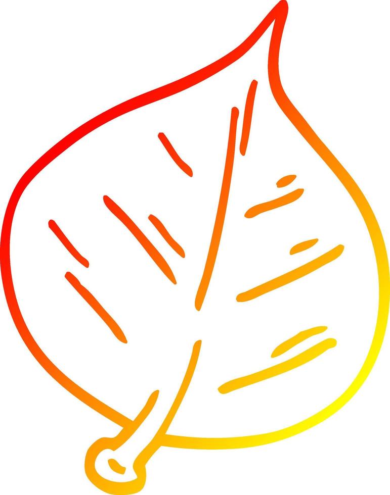 warm gradient line drawing cartoon leaf vector