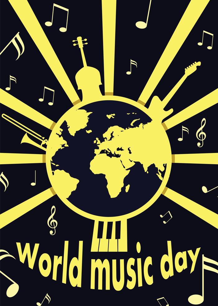 fondo del concepto del día mundial de la música, estilo plano vector