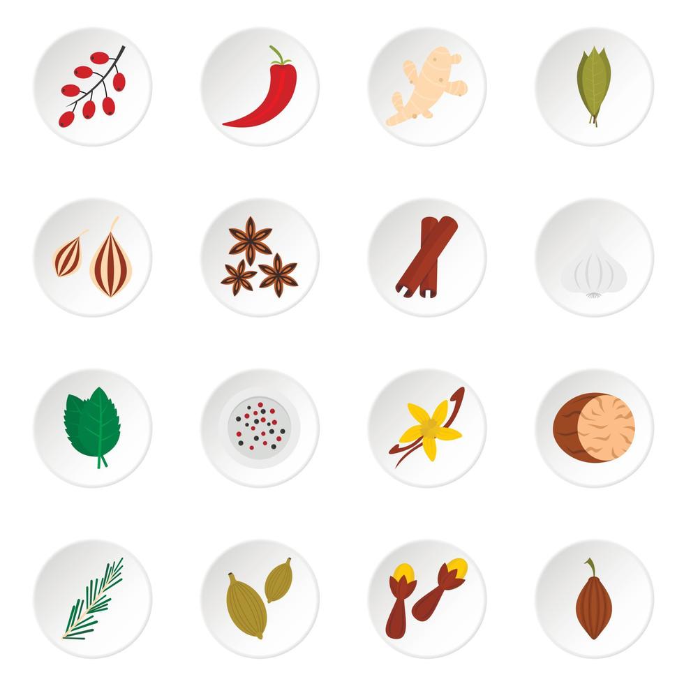 Spice icons set in flat style vector