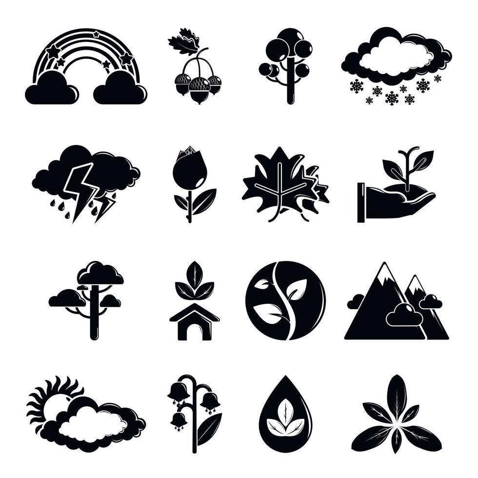 Nature icons set symbols, simple style vector