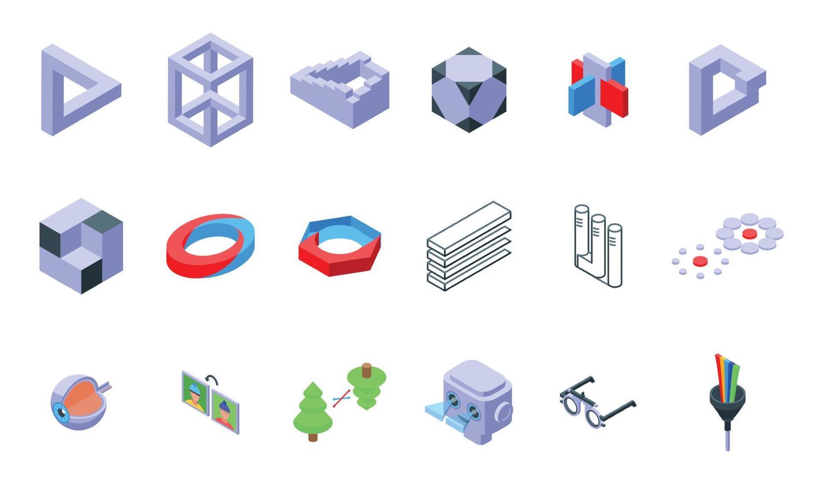 Visual perception icons set isometric vector. Future trendy vector