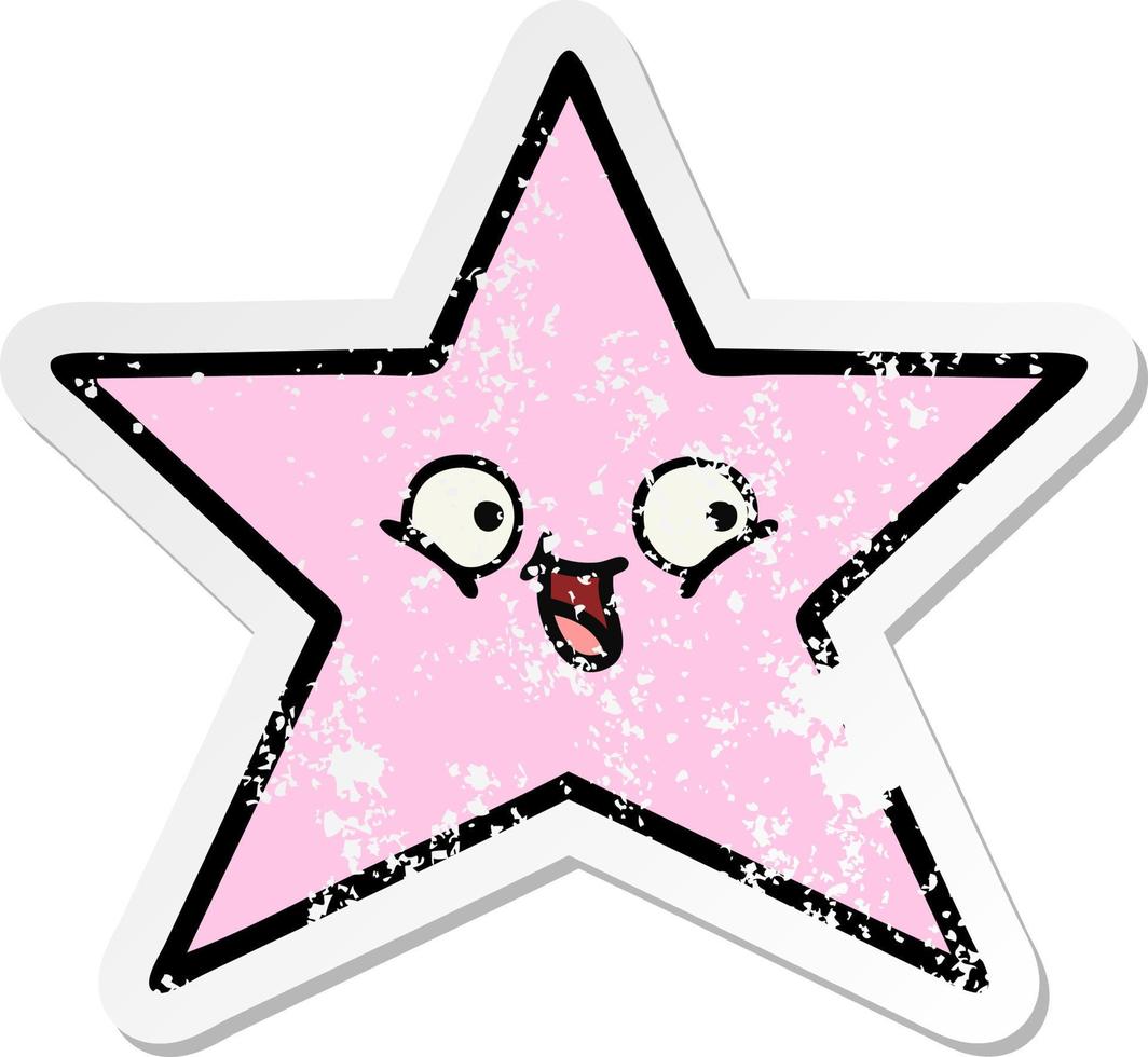 distressed sticker of a cute cartoon star fish vector