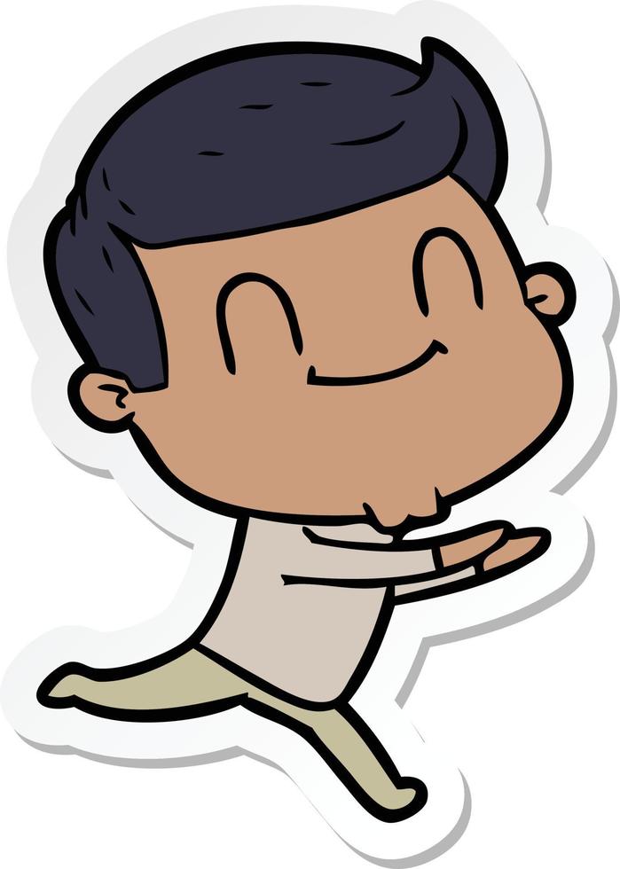 sticker of a cartoon friendly man vector