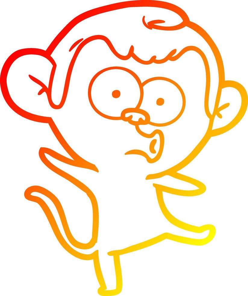 warm gradient line drawing cartoon surprised monkey vector