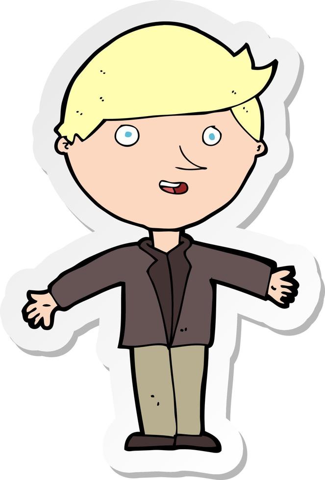 sticker of a cartoon man in casual jacket vector