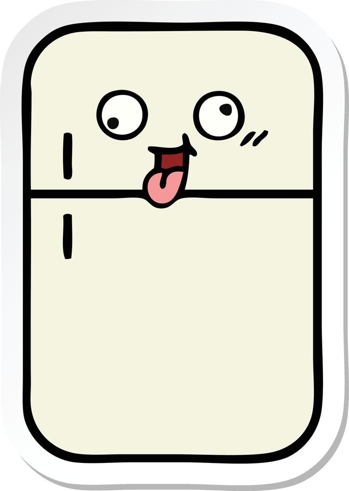sticker of a cute cartoon fridge freezer vector
