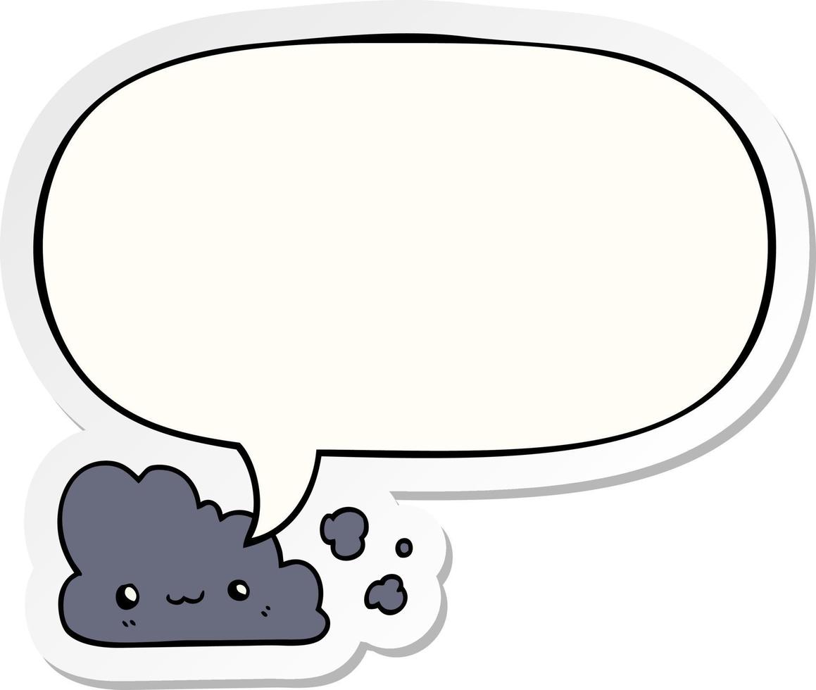 cute cartoon cloud and speech bubble sticker vector