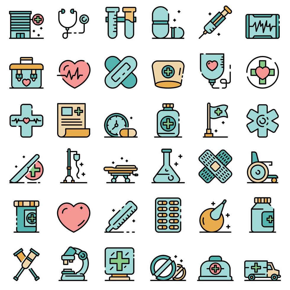 First medical aid icons vector flat