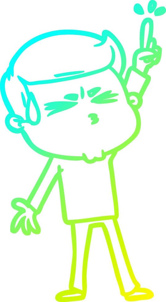 cold gradient line drawing cartoon man sweating vector