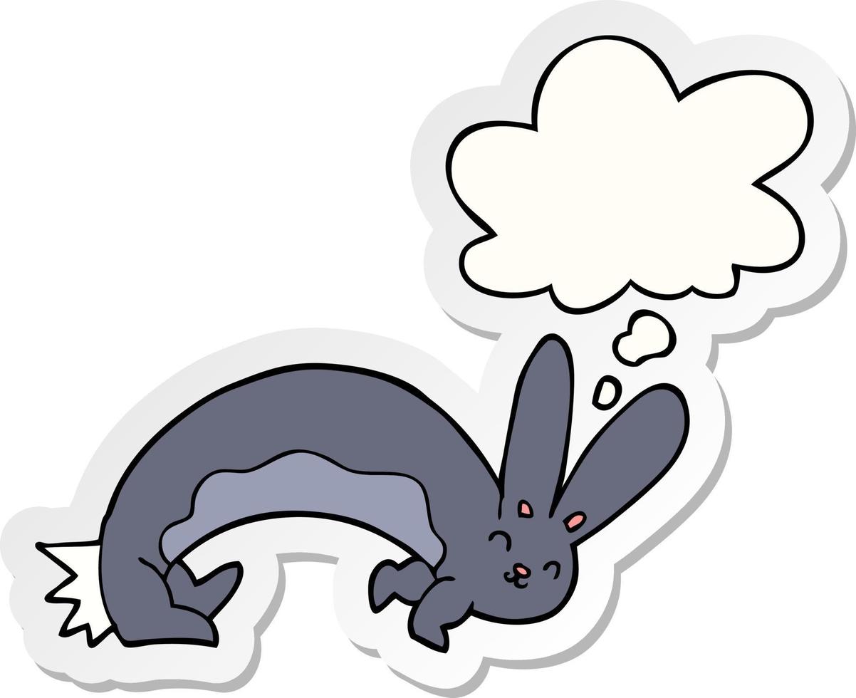 funny cartoon rabbit and thought bubble as a printed sticker vector