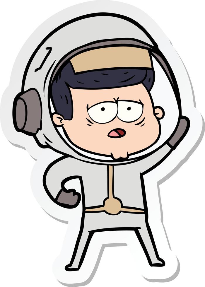 sticker of a cartoon tired astronaut vector