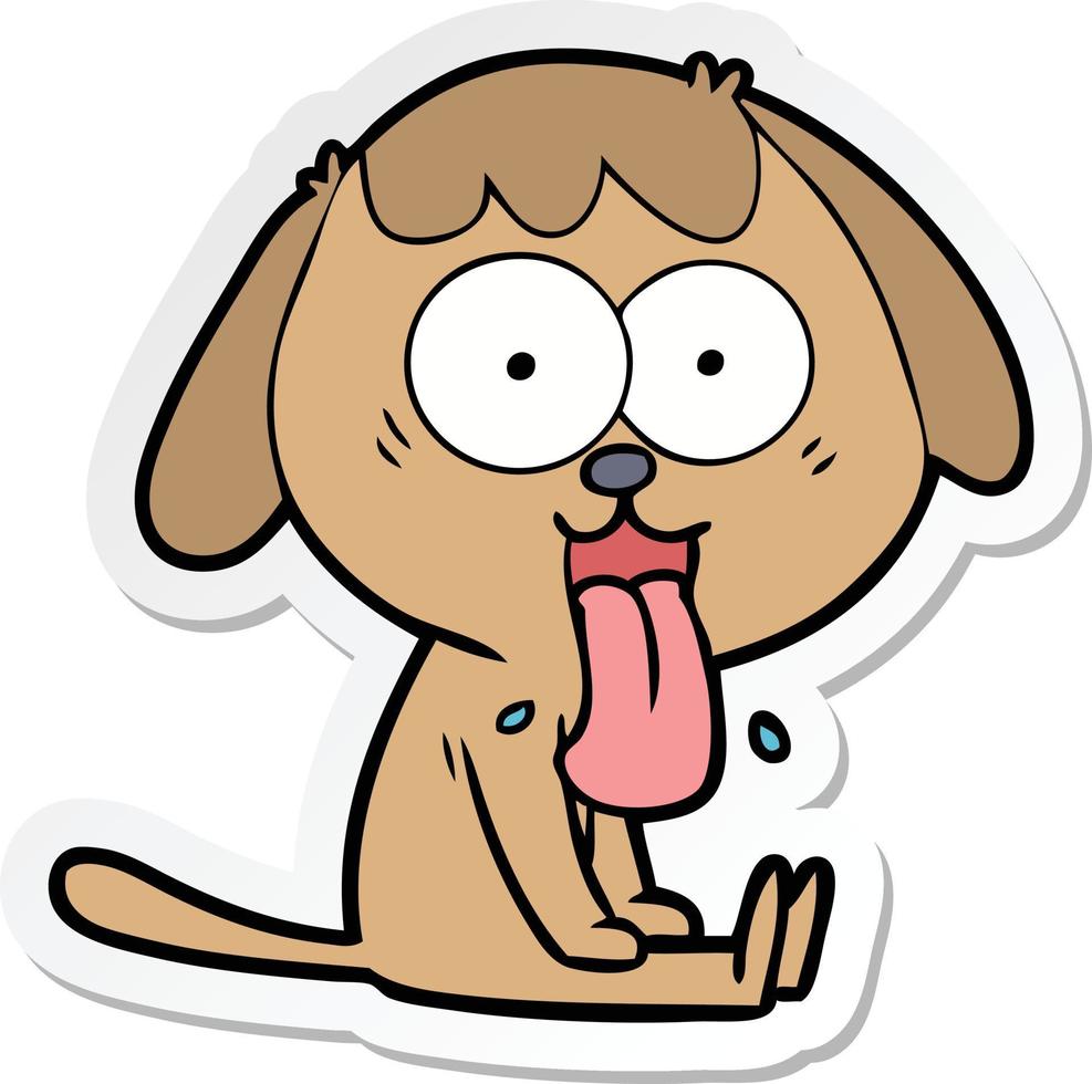 sticker of a cute cartoon dog vector