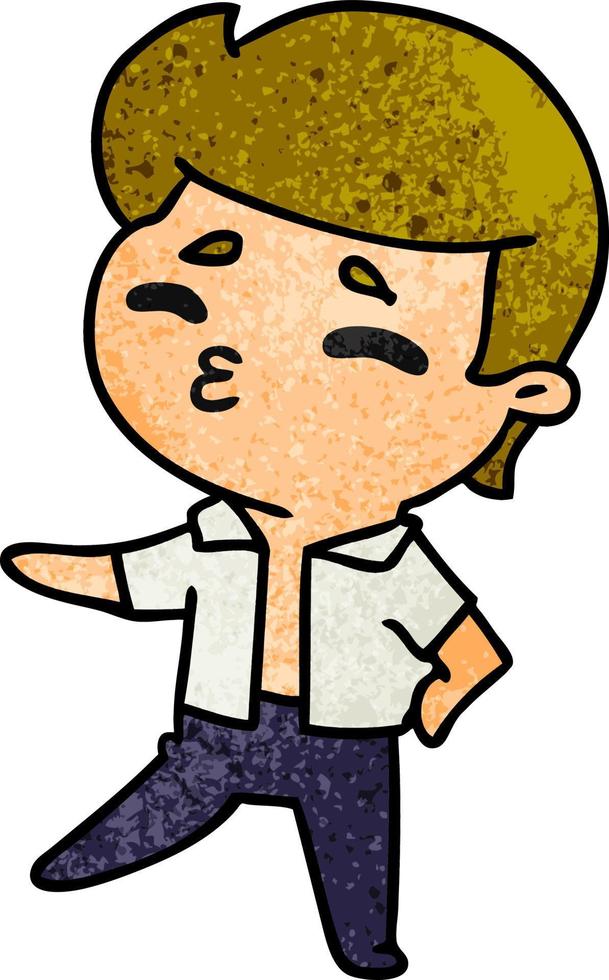 textured cartoon kawaii 1950 cute boy vector