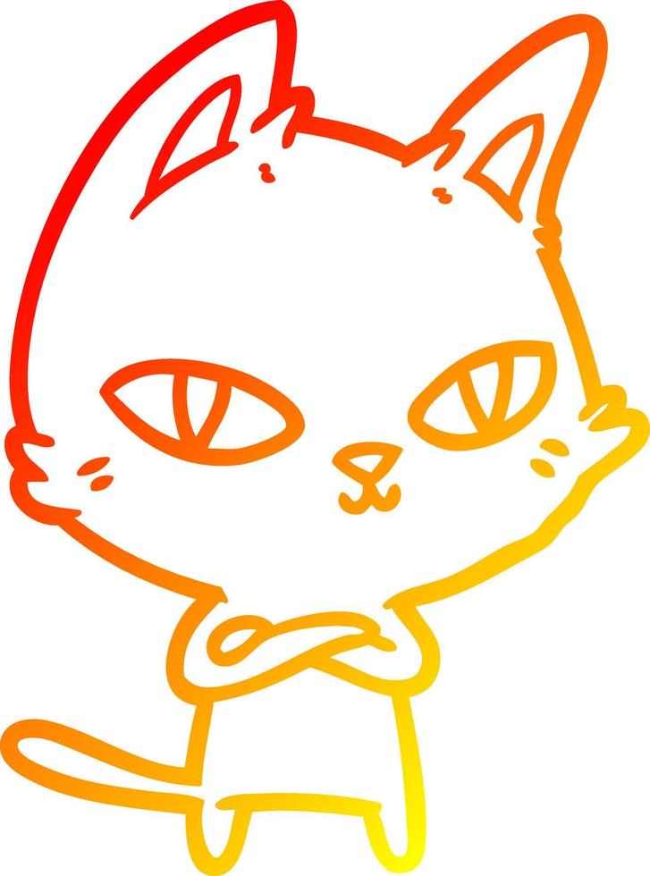 warm gradient line drawing cartoon cat staring vector