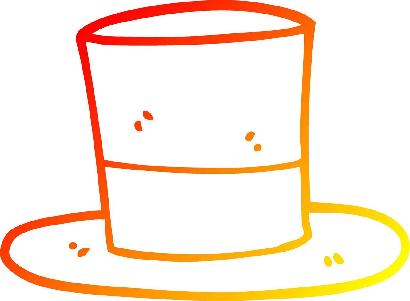 warm gradient line drawing cartoon top hat vector