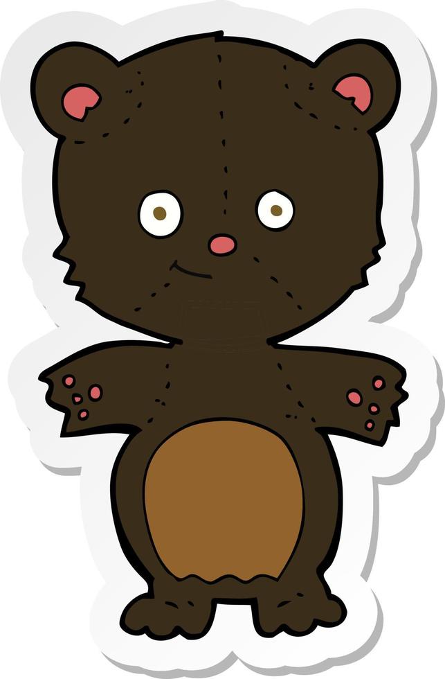sticker of a cartoon happy black bear vector