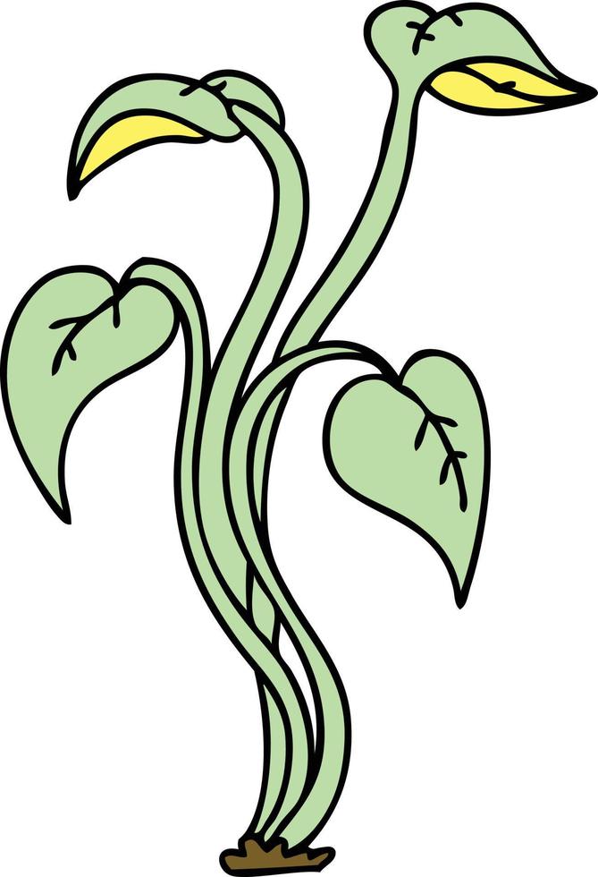 quirky hand drawn cartoon plant vector