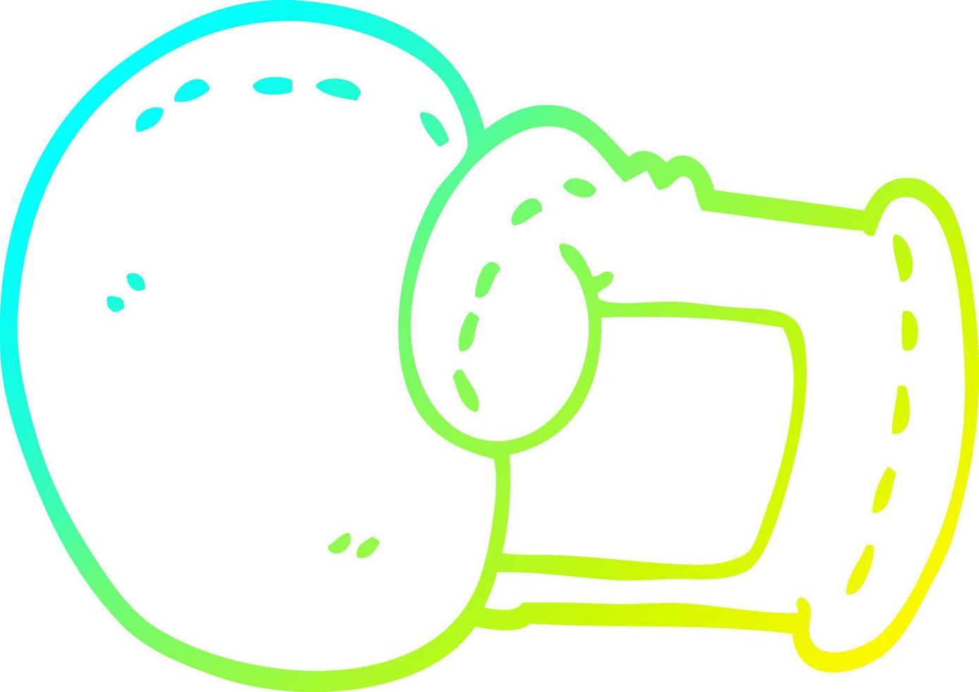 cold gradient line drawing cartoon boxing glove vector