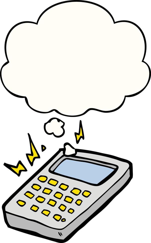 cartoon calculator and thought bubble vector