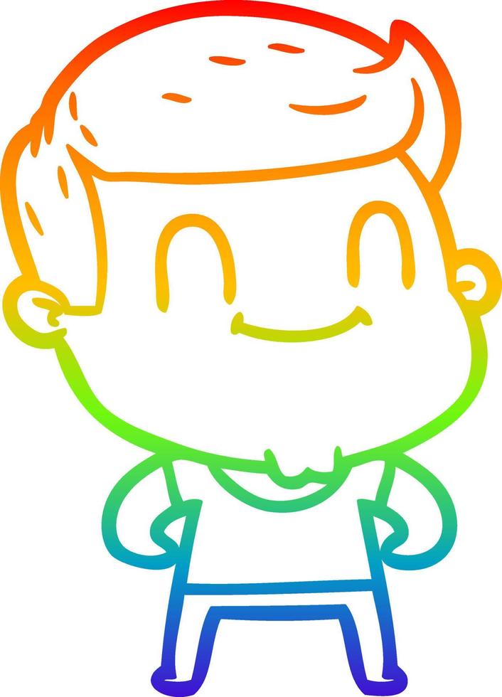 rainbow gradient line drawing cartoon friendly man vector