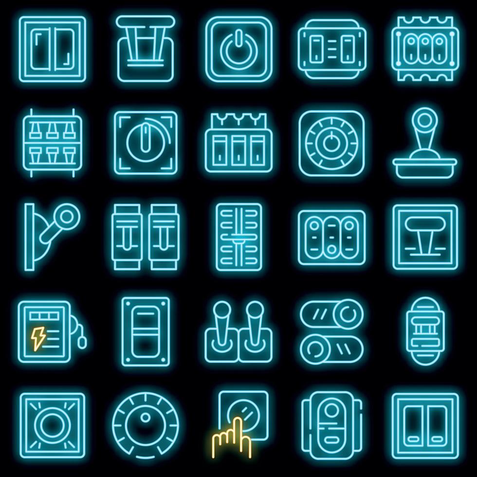 Breaker switch icons set vector neon