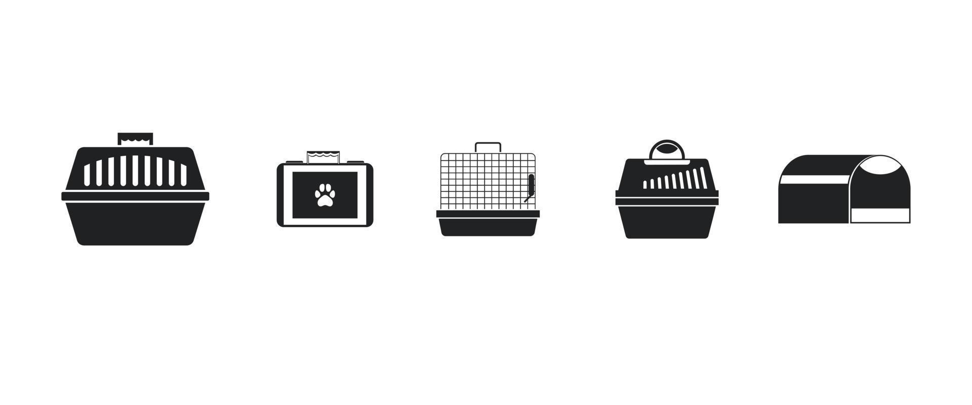 conjunto de iconos de jaula de mascotas, estilo simple vector