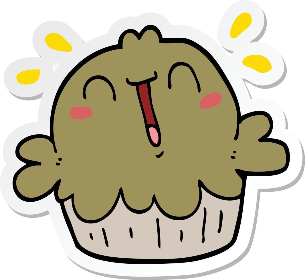 sticker of a cute cartoon pie vector