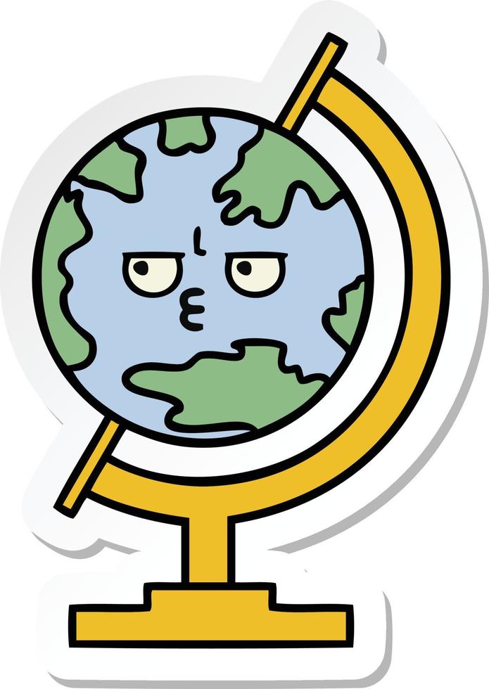 sticker of a cute cartoon globe of the world vector