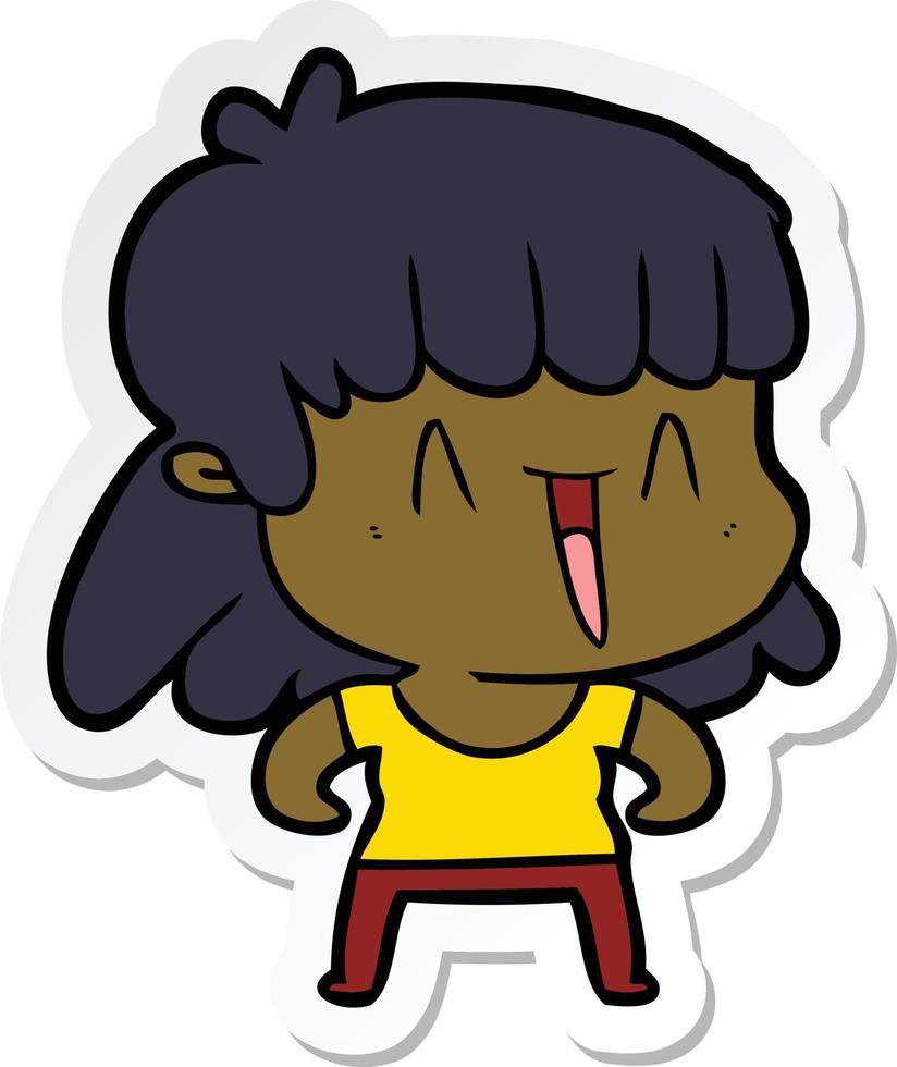 sticker of a cartoon woman vector