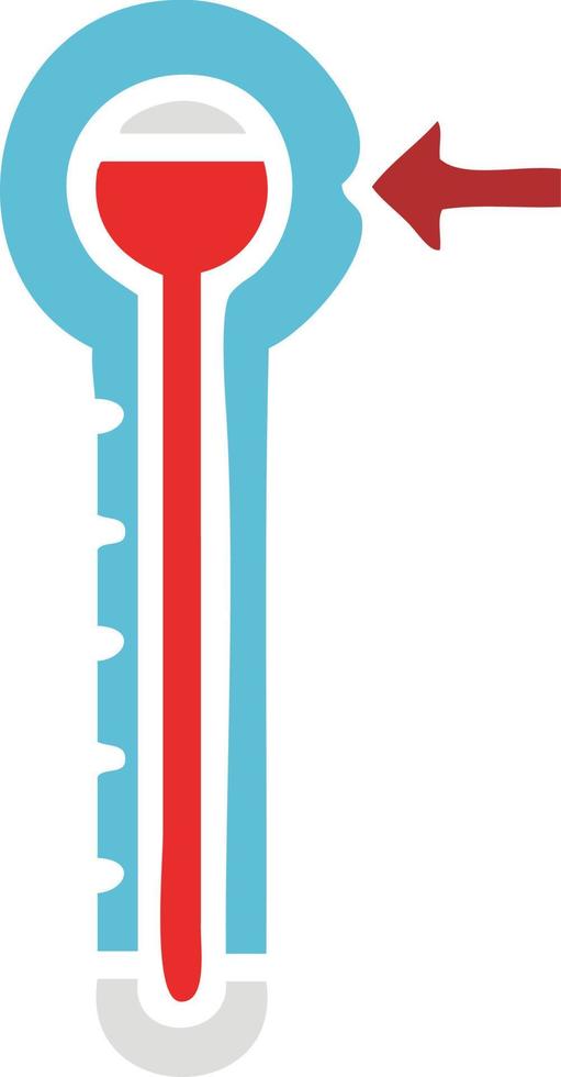 flat color retro cartoon glass thermometer vector