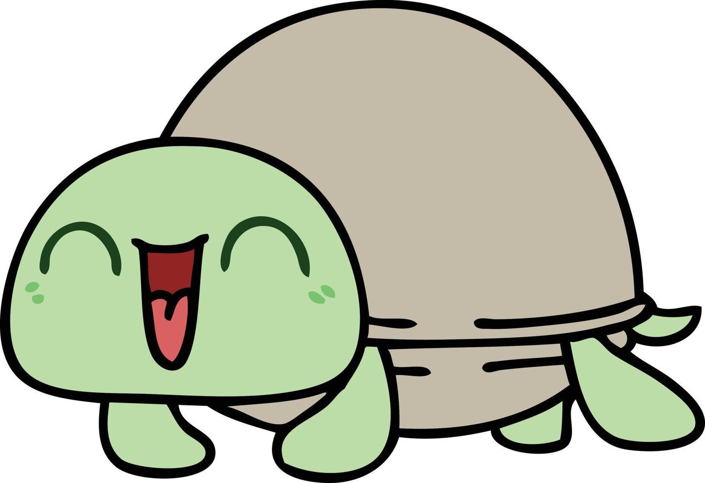 quirky hand drawn cartoon turtle vector