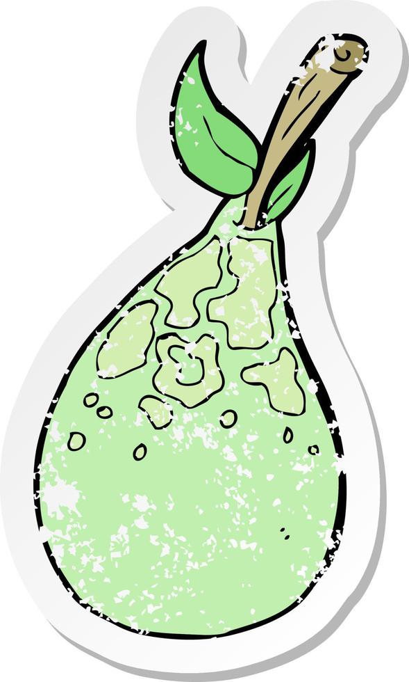 retro distressed sticker of a cartoon pear vector
