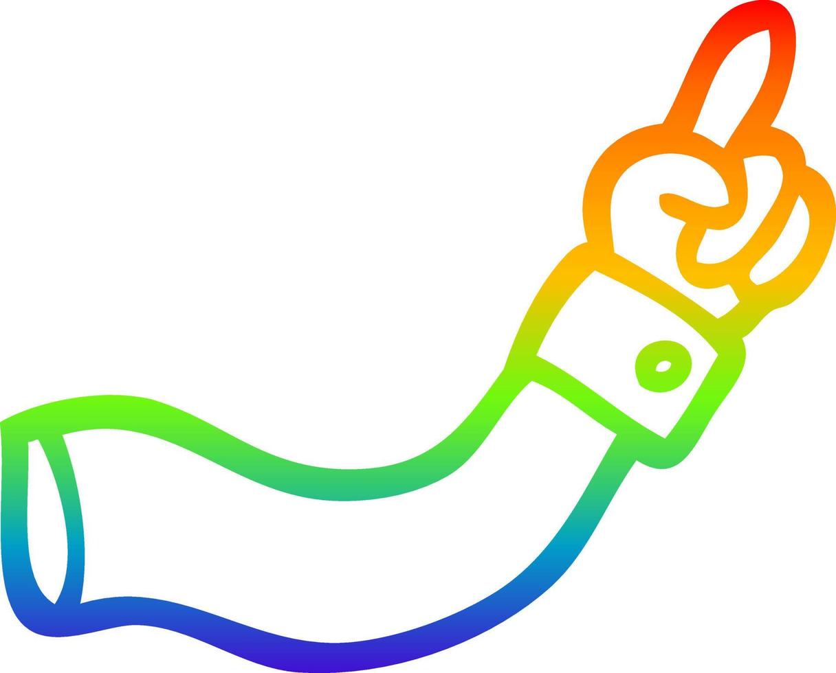 rainbow gradient line drawing cartoon pointing arm vector