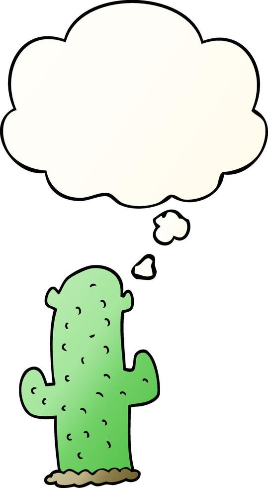 cartoon cactus and thought bubble in smooth gradient style vector