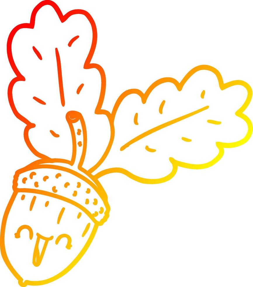 warm gradient line drawing cartoon acorn vector