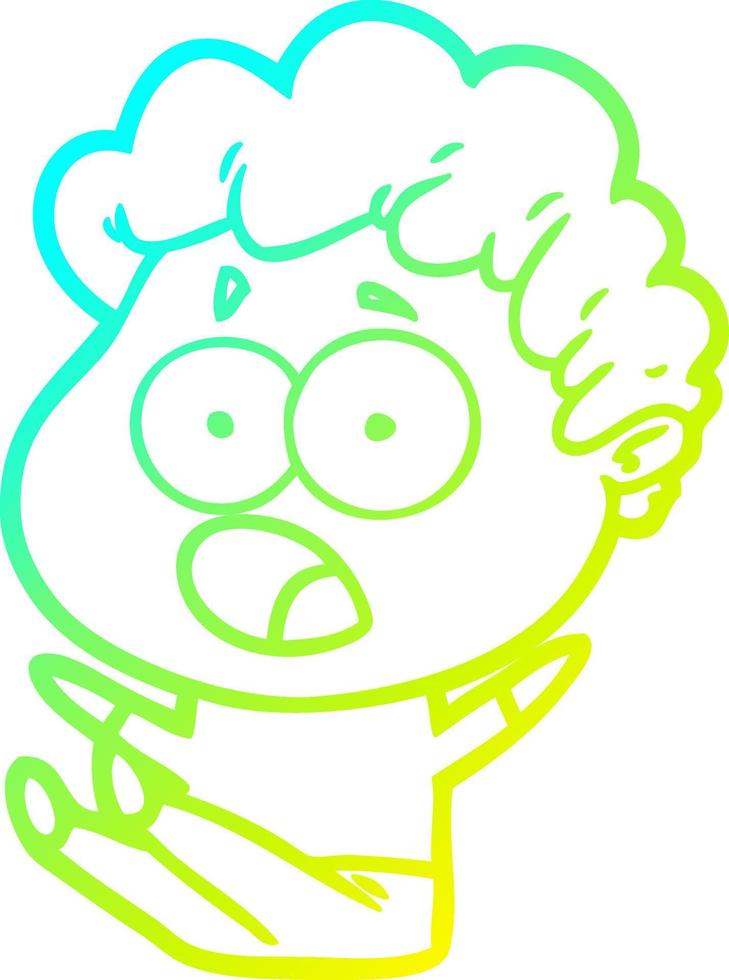 cold gradient line drawing cartoon man gasping in surprise vector