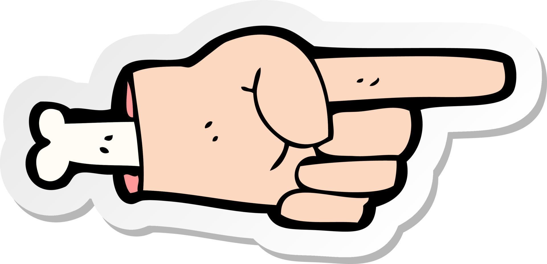 sticker of a cartoon pointing hand symbol vector