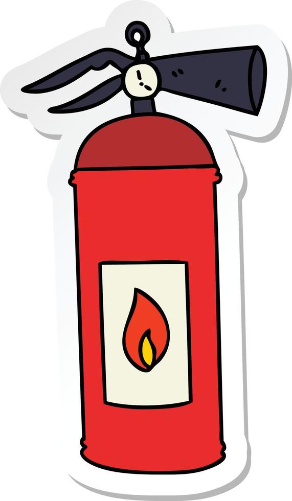 sticker of a quirky hand drawn cartoon fire extinguisher vector