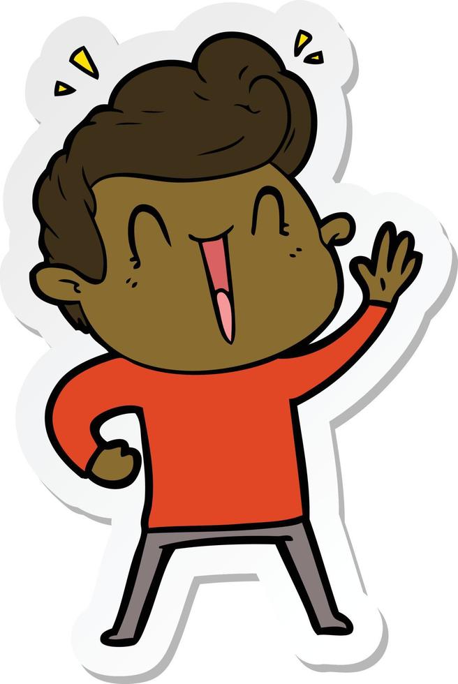 sticker of a cartoon excited man vector
