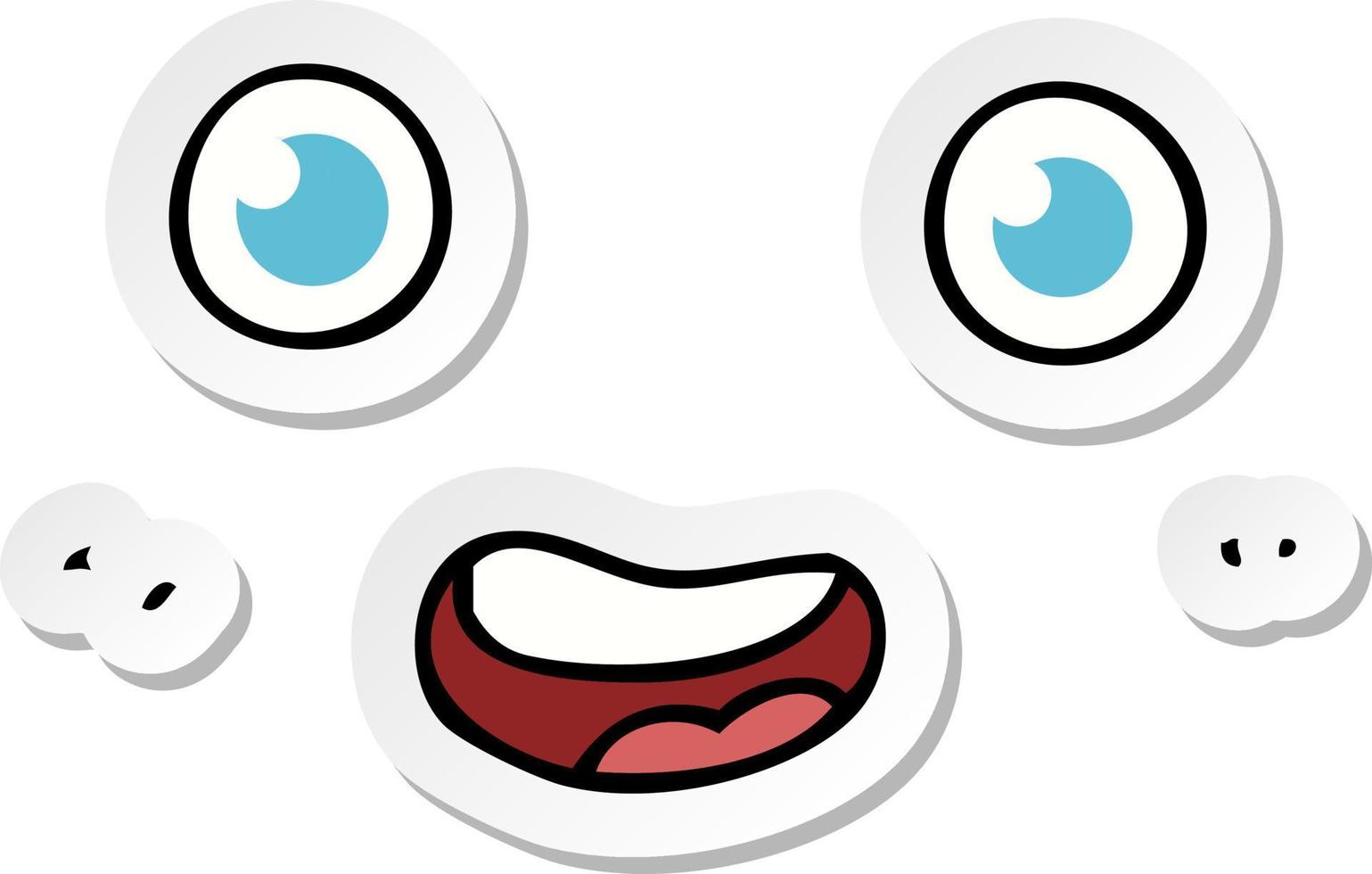 sticker of a cartoon staring face vector