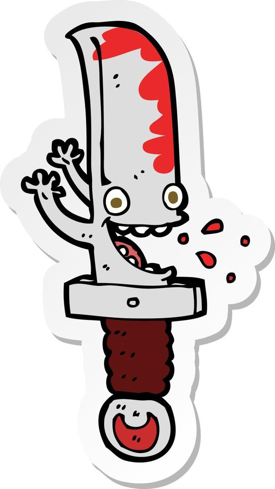 sticker of a crazy knife cartoon character vector