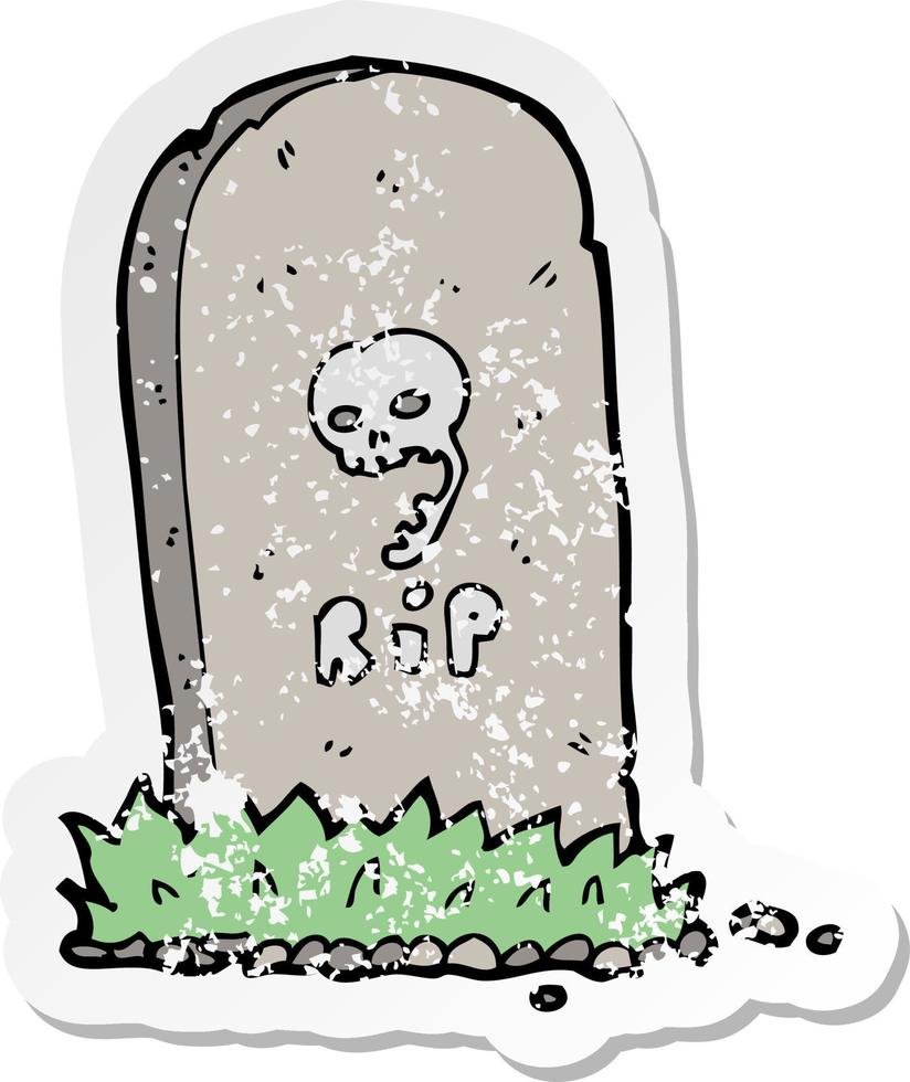 retro distressed sticker of a cartoon spooky grave vector