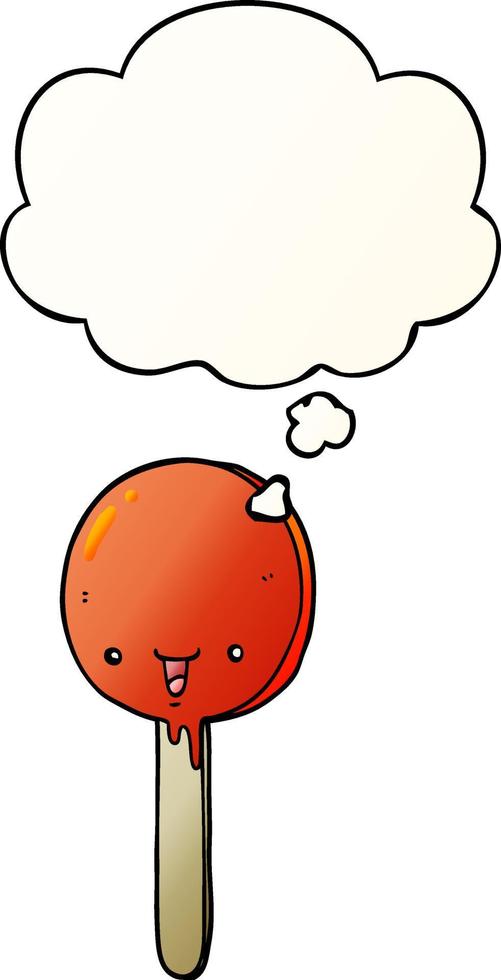 cartoon candy lollipop and thought bubble in smooth gradient style vector