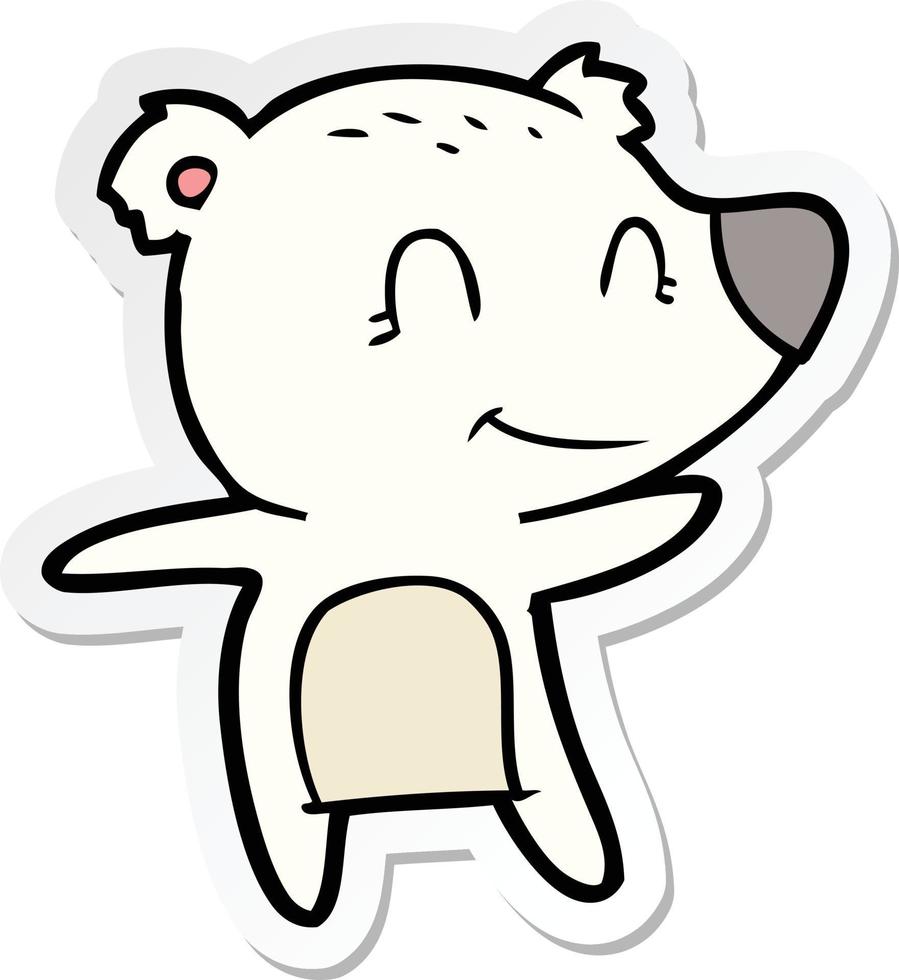sticker of a smiling polar bear cartoon vector