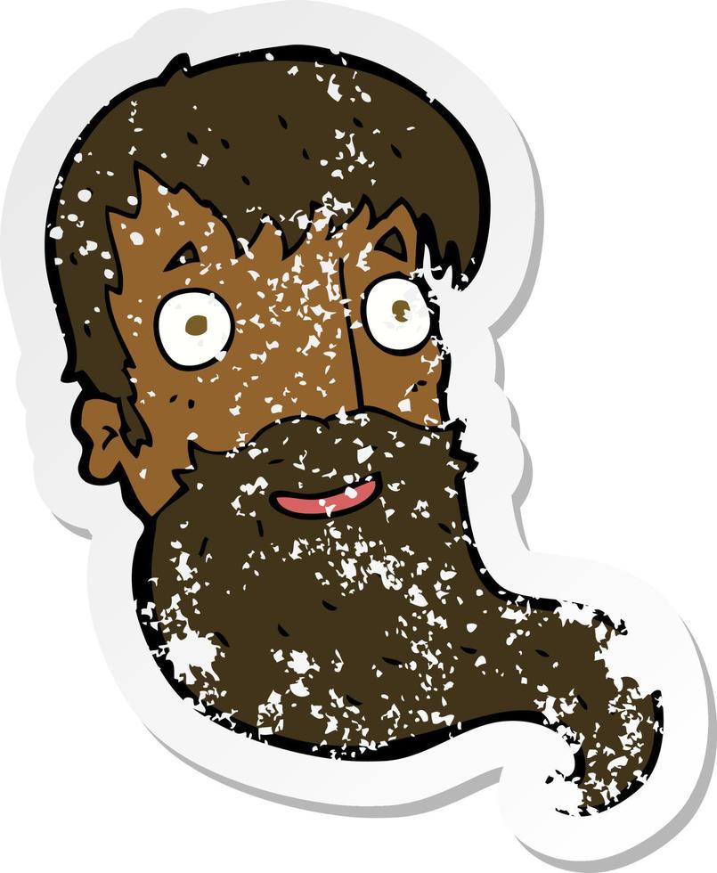 retro distressed sticker of a cartoon bearded man vector